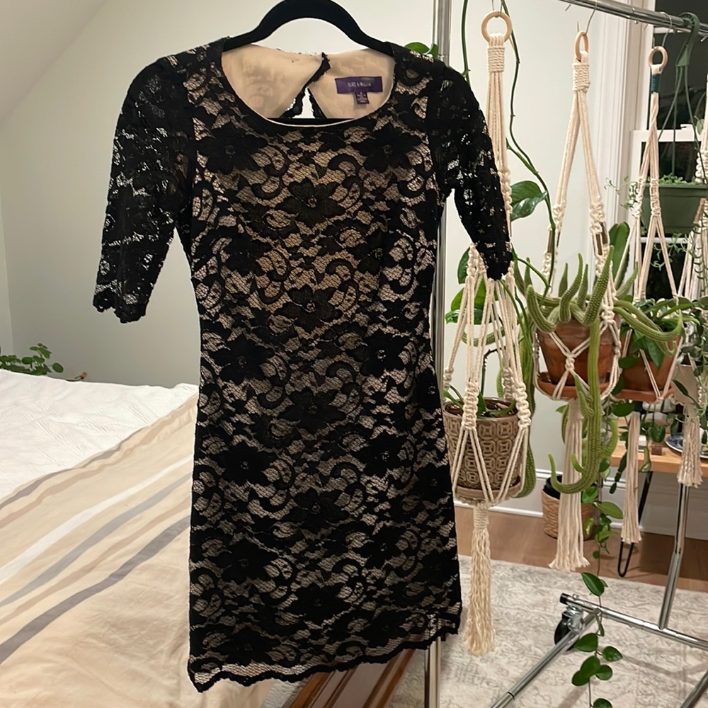 Open Back Black Lace Dress